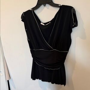 Max Studio Black Blouse with White Accents